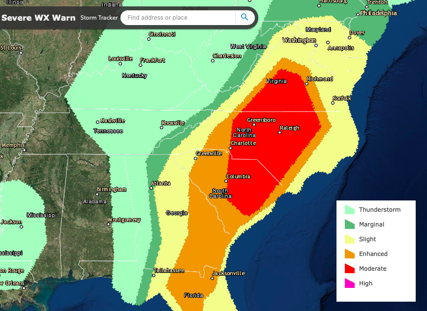 Severe Storms Today Across Carolina’s & Virginia